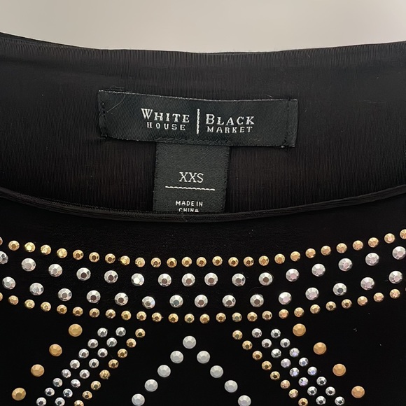 WHBM XXS Black Sleeveless Shift Dress with Gemstones & Studs - Picture 3 of 6